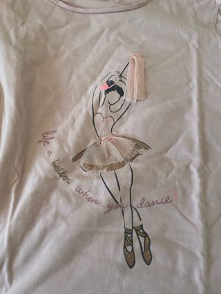 Camiseta bailarina niña - beige/rosa