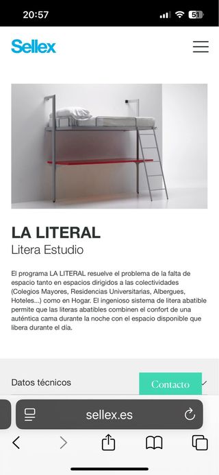 Litera blanca metalica con escritorio