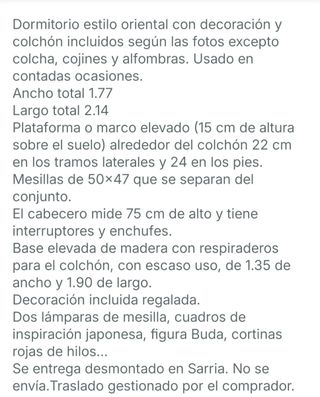 Cama japonesa con decoración incluida.