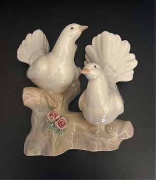 Pareja palomas porcelana 