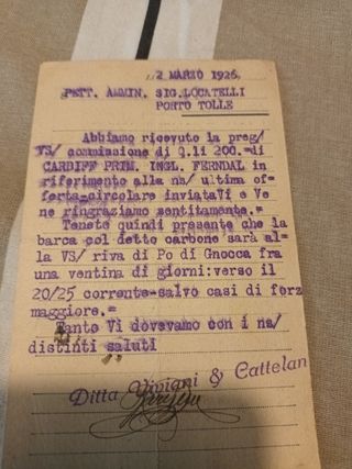 Cartolina Viviani & Cattelan 1926