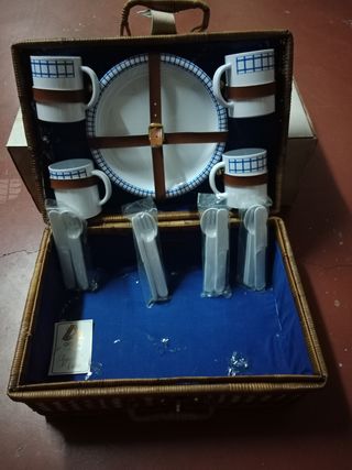 Cesta pícnic mimbre marrón