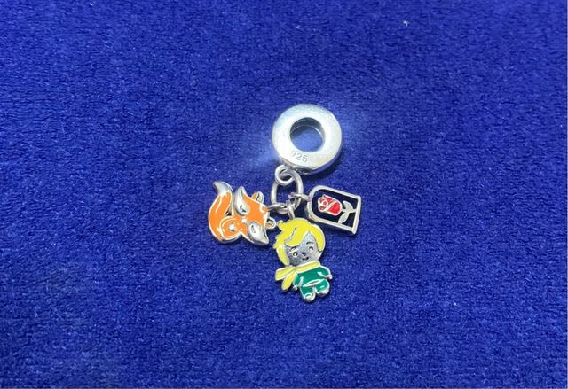 Charm Principito Zorro Flor Plata pulsera collar