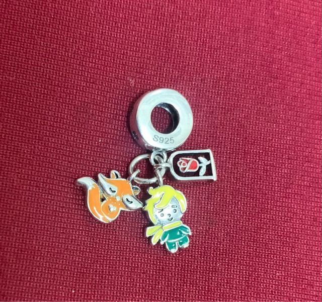 Charm Principito Zorro Flor Plata pulsera collar