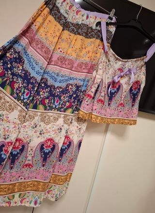 Conjunto falda y top multicolor