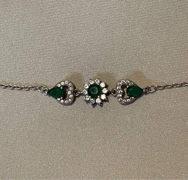 Pulsera plata 925 piedras verdes