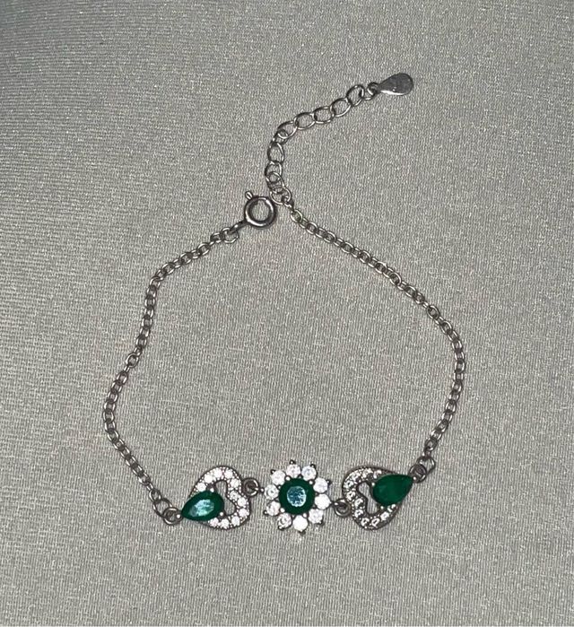 Pulsera plata 925 piedras verdes