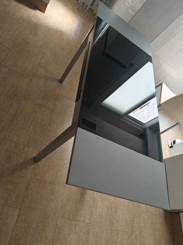 Mesa cocina extensible negra - cristal