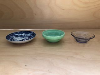 3 Piattini vintage: vetro, ceramica, porcellana