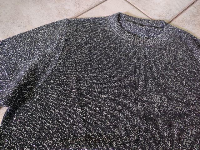 Maglia lurex nera e argento