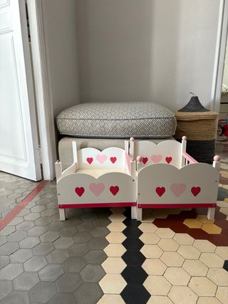 2 minicunas infantiles corazones rosa