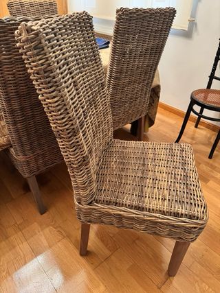 6 Sillas Comedor mimbre marrón