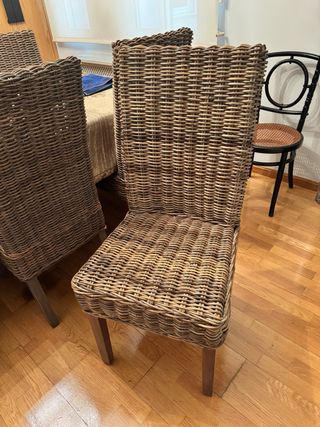 6 Sillas Comedor mimbre marrón