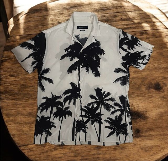 Camicia Zara Man palme - bianca e nera