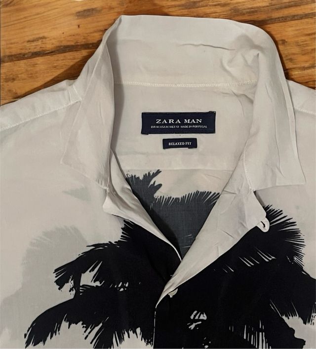 Camicia Zara Man palme - bianca e nera