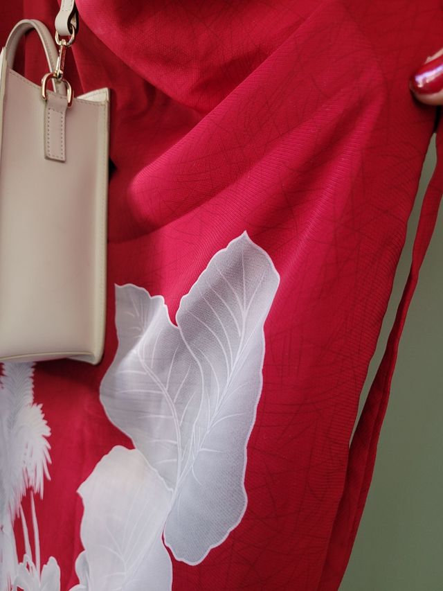 Vestito lungo rosso floreale