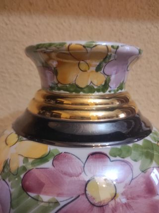 Jarrón Cerámica Flores Dorado