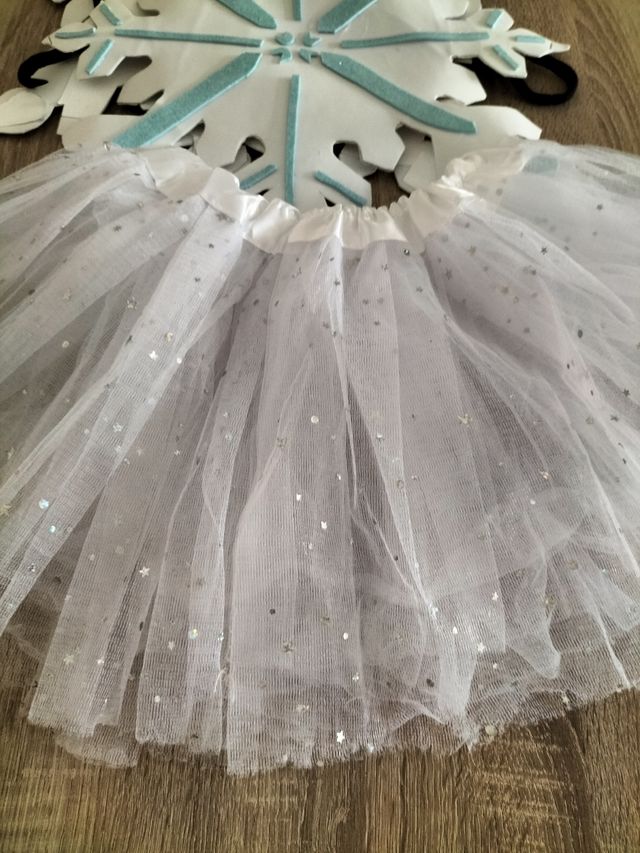 Disfraz copo nieve: falda+corona+sombrero