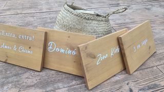 4 carteles madera boda rústicos