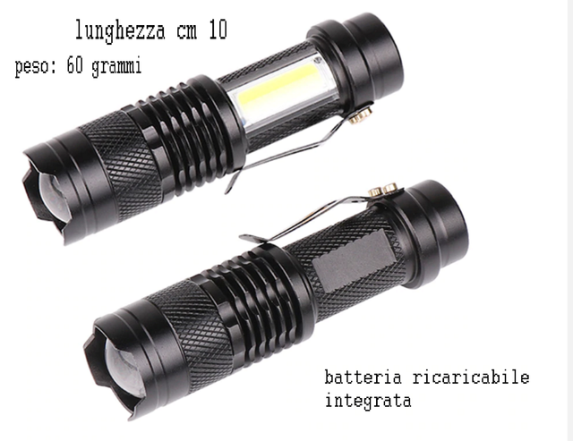 Mini Torcia USB Ricaricabile - Zoom 3 Funzioni