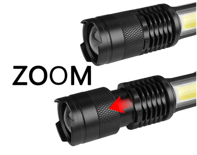 Mini Torcia USB Ricaricabile - Zoom 3 Funzioni