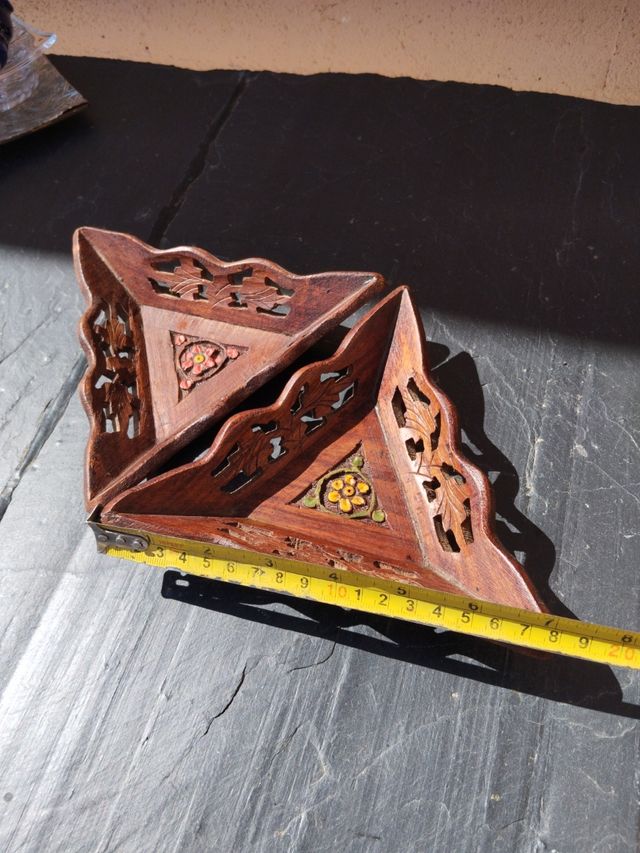 2 Platos Madera Tallados a Mano