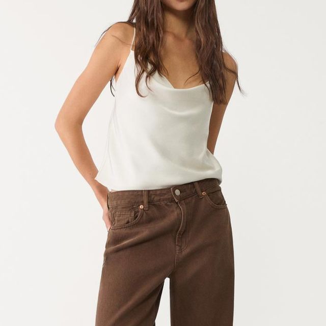 Top tirantes blanco satinado Stradivarius