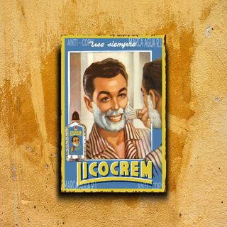 PLACA METALICA LICOCREM LOCION AFEITADO CARTEL