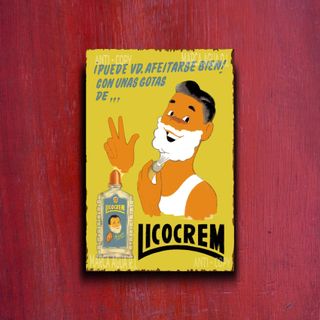 PLACA METALICA LICOCREM LOCION AFEITADO CARTEL