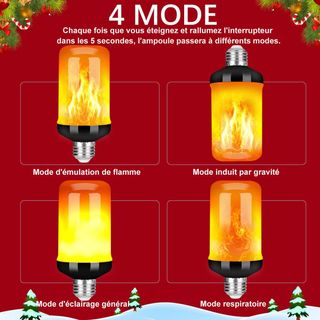 Bombilla LED Fuego StillCool E27 Bombilla LED E27 con efecto llama con 4 modos de iluminación, luces decorativas para interior de Halloween, Navidad, fiesta de boda, jardín, casa