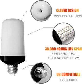 Bombilla LED Fuego StillCool E27 Bombilla LED E27 con efecto llama con 4 modos de iluminación, luces decorativas para interior de Halloween, Navidad, fiesta de boda, jardín, casa