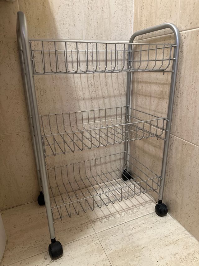 Carrito 3 baldas metal - plateado