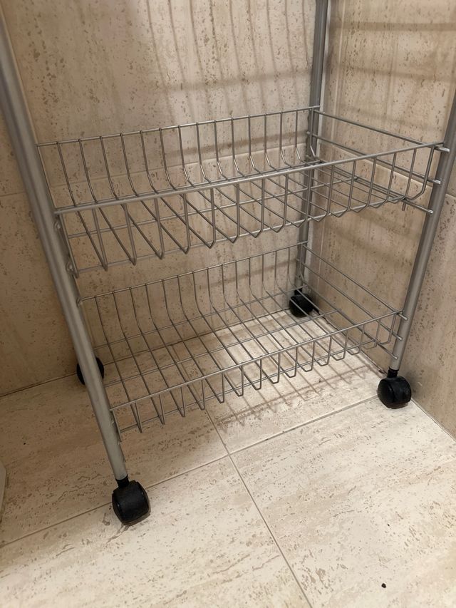 Carrito 3 baldas metal - plateado