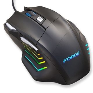 FOREV FV-X7 3200dpi Ratón óptico con cable Gaming RGB, Negro, NUEVO