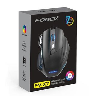 FOREV FV-X7 3200dpi Ratón óptico con cable Gaming RGB, Negro, NUEVO