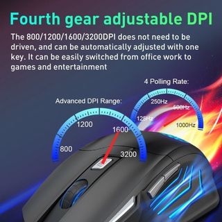FOREV FV-X7 3200dpi Ratón óptico con cable Gaming RGB, Negro, NUEVO