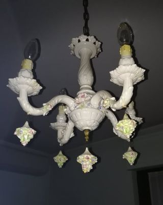 Lampadario e 2 applique Ceramica Capodimonte