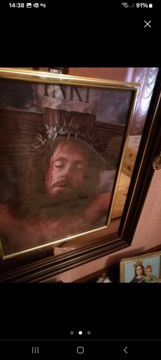 Cuadro Jesucristo crucificado abre y cierra los oj