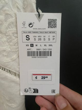 Vestido Zara blanco, nuevo con etiqueta