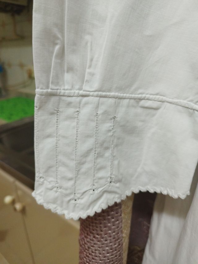 Camisón antiguo algodón bordado
