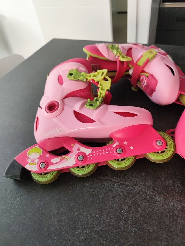 Patines niña + Casco rosa - Talla 32
