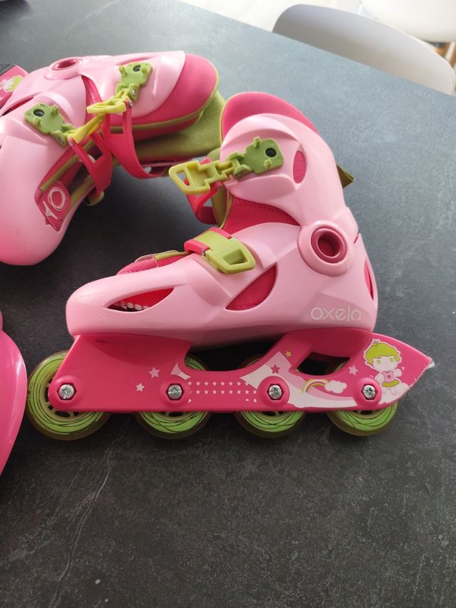 Patines niña + Casco rosa - Talla 32