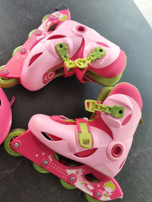 Patines niña + Casco rosa - Talla 32