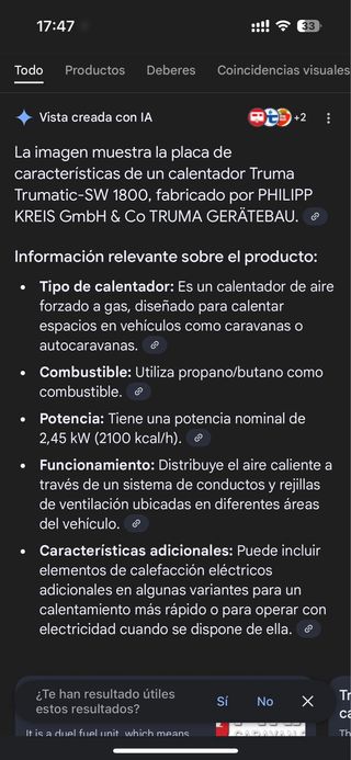 Calentador Truma Trumatic SW 1800