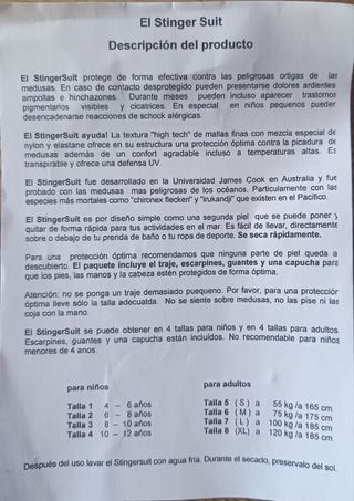 Traje antimedusas niñ@ - varias edades