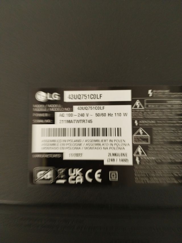TV LG 43" 43UQ751COLF
