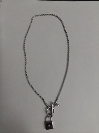 Collar Plata Candado - Cierre palanca