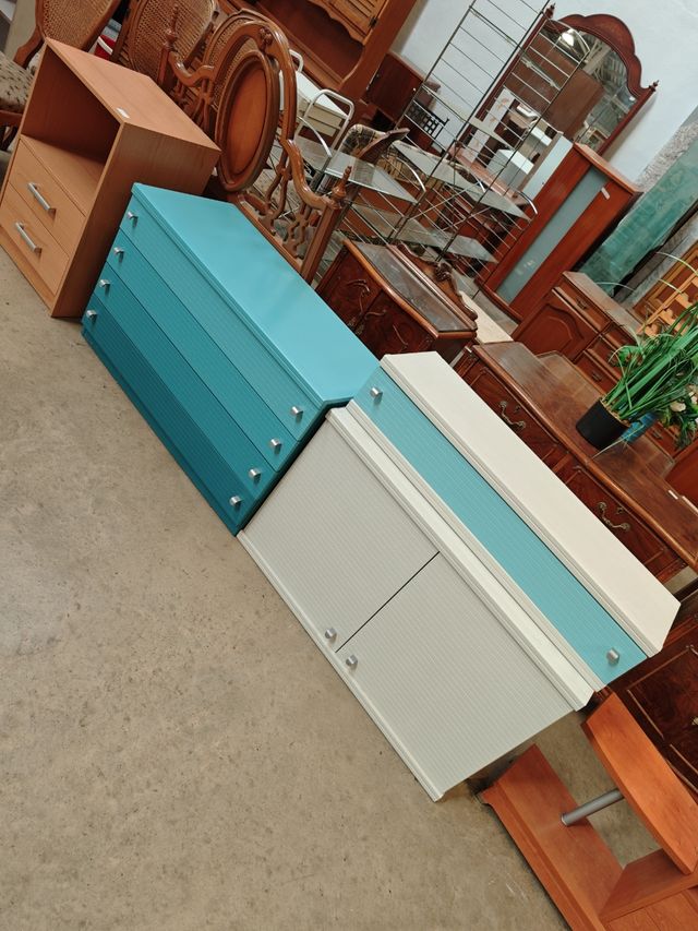 Conjunto 2 muebles salón turquesa