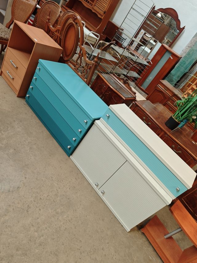 Conjunto 2 muebles salón turquesa