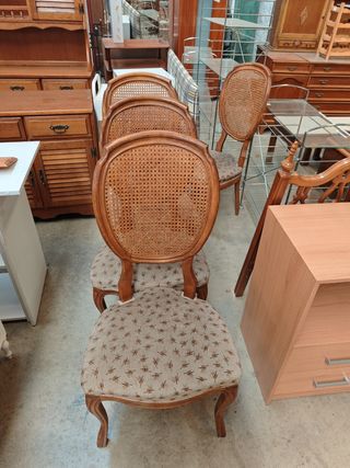 4 Sillas Comedor Rattan - Vintage